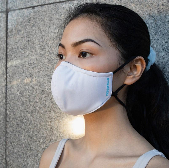 woman wearing styleseal basic face mask white